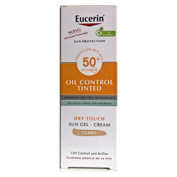 Eucerin Sun Face Oil Control Gel-Crema FPS 50+|Protector Solar Tono Claro|.-50 ml.